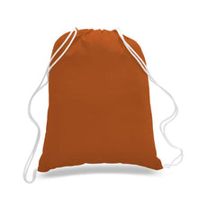 Load image into Gallery viewer, Cotton Drawstring Backpack in Texas Orange