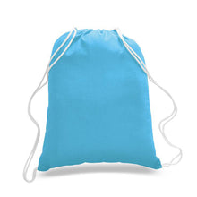 Load image into Gallery viewer, Cotton Drawstring Backpack in Turquoise