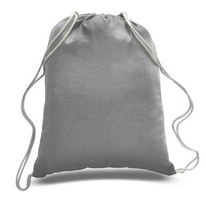 Cotton Drawstring Backpack in Grey