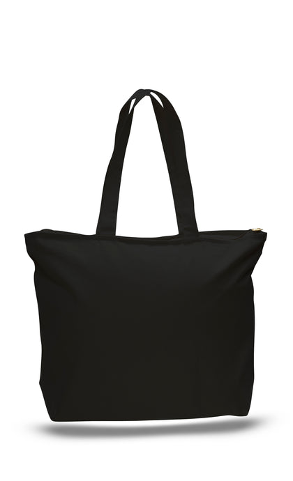Big Canvas Zippered Tote in Black