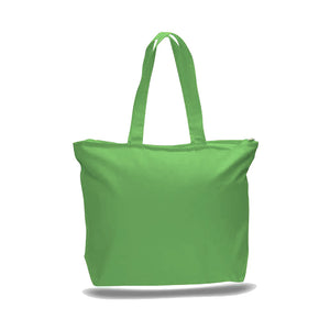 Big Canvas Zippered Tote in Lime Green
