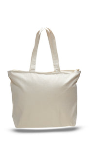 Big Canvas Zippered Tote in Natural