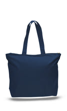 Load image into Gallery viewer, Big Canvas Zippered Tote in Navy Blue