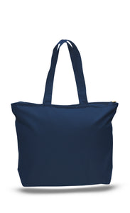 Big Canvas Zippered Tote in Navy Blue