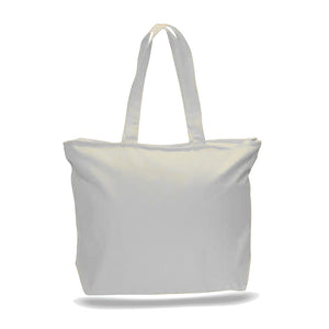 Big Canvas Zippered Tote in White