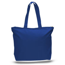 Load image into Gallery viewer, Big Canvas Zippered Tote in Royal Blue