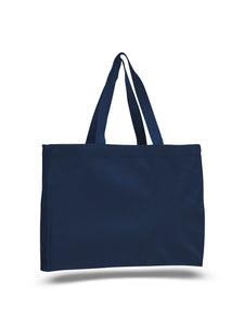 Canvas Gusset Tote in Navy Blue