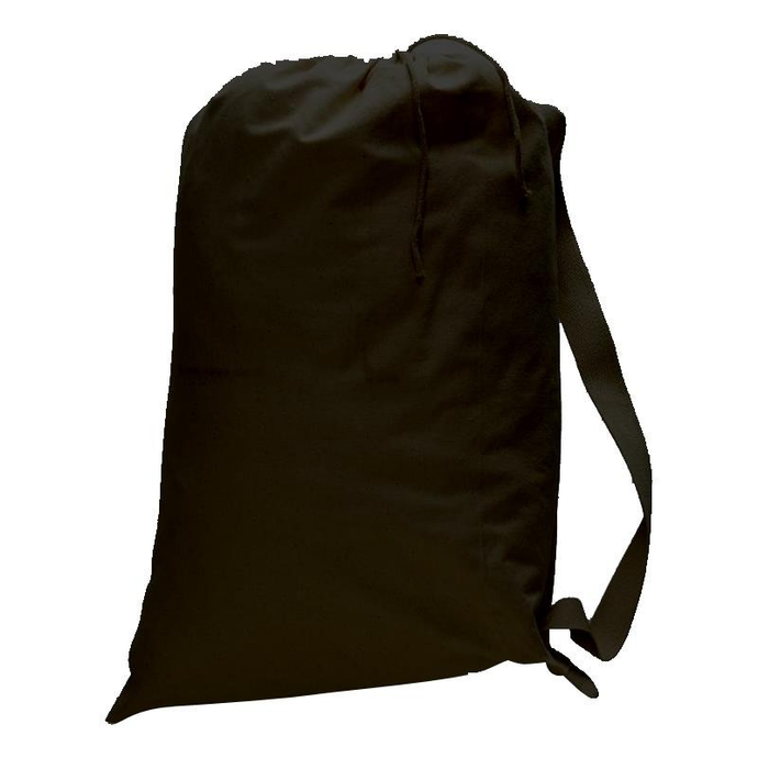 Canvas Drawstring Laundry Bag in Black