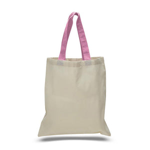 Cotton Tote with Colored Handles in Azalea Pink