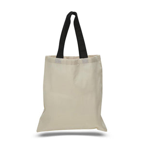 Cotton Tote with Colored Handles in Black