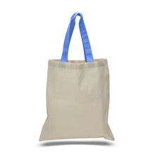 Load image into Gallery viewer, Cotton Tote with Colored Handles in Carolina Blue