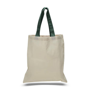 Cotton Tote with Colored Handles in Forest Green