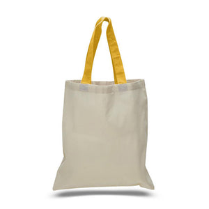 Cotton Tote with Colored Handles in Gold