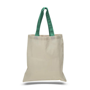 Cotton Tote with Colored Handles in Kelly Green