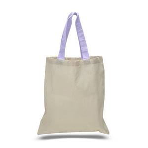 Cotton Tote with Colored Handles in Lavender