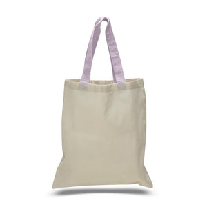 Cotton Tote with Colored Handles in Light Pink