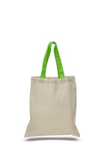 Load image into Gallery viewer, Cotton Tote with Colored Handles in Lime Green
