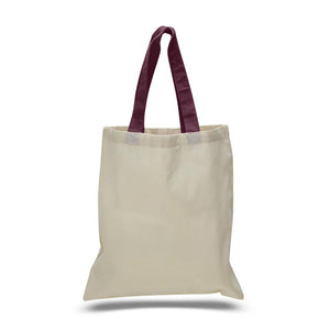 Cotton Tote with Colored Handles in Maroon