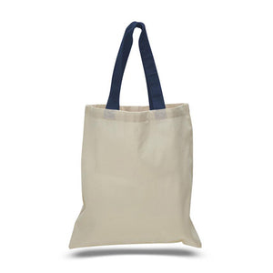 Cotton Tote with Colored Handles in Navy Blue