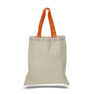 Cotton Tote with Colored Handles in Orange