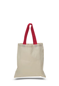 zCotton Tote with Colored Handles in Red