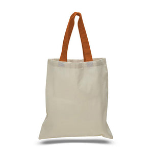 Cotton Tote with Colored Handles in Texas Orange