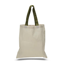 Load image into Gallery viewer, Cotton Tote with Colored Handles in Army