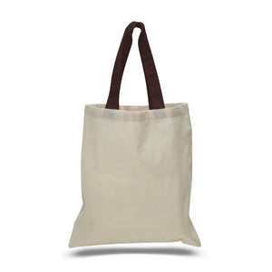 Cotton Tote with Colored Handles in Chocolate