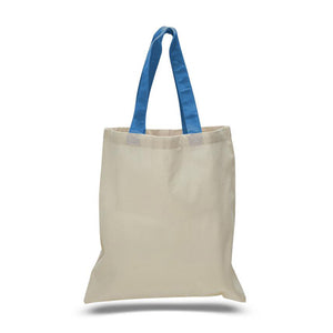 Cotton Tote with Colored Handles in Sapphire