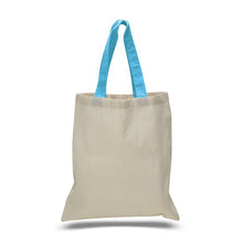 Load image into Gallery viewer, Cotton Tote with Colored Handles in Turquoise