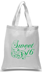 Sweet 16 tote bag printed in Green