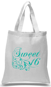 Sweet 16 tote bag printed in Teal