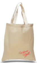 Load image into Gallery viewer, Welcome Y&#39;all tote printed in Red