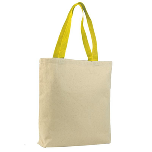 Canvas Jumbo Tote with Colored Handles in Yellow