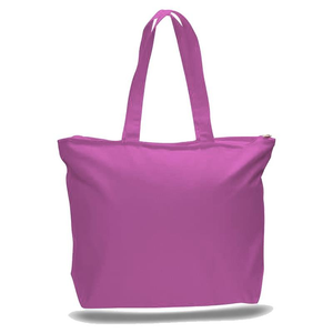 Big Canvas Zippered Tote in Light Pink